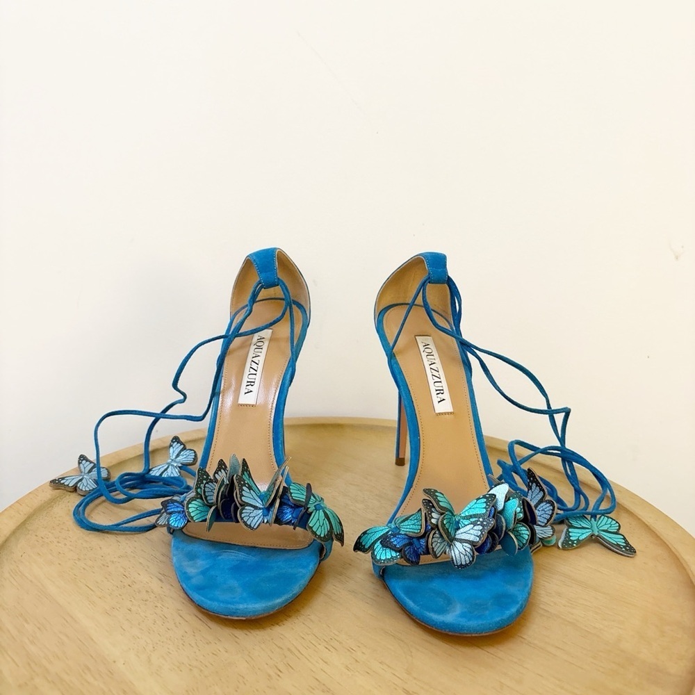Aquazzura Papillon Butterfly 105 Suede Heels - Picture 4 of 11